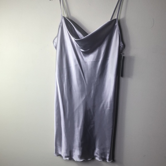 BEBE NWT Silver spaghetti strap slip dress SIZE: Large Armpit to armpit 21” - Picture 3 of 12